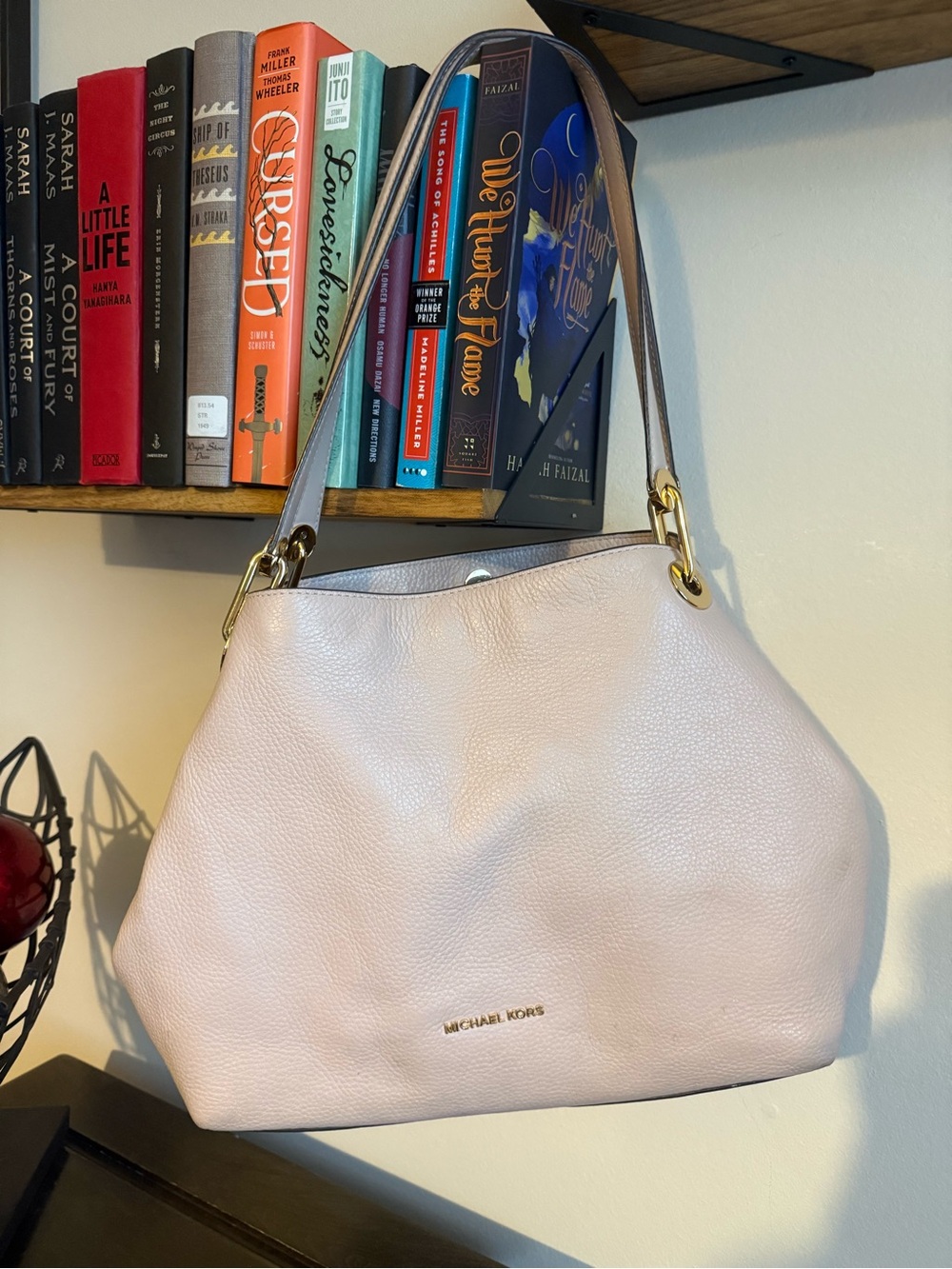 Michael Kors Lillie Large Pebbled Leather Shoulder Bag Pink
